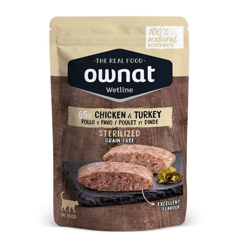 Ownat Wetline Grain Free Pollo y Pavo Gato Esterilizado 85gr
