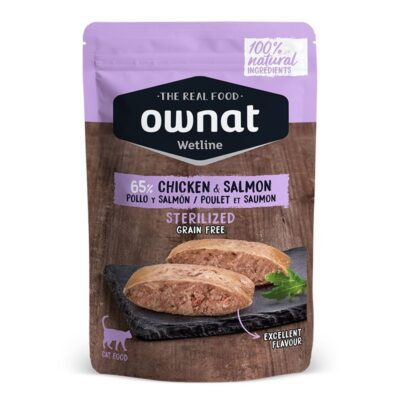 ownat-pollo-y-salmon-sobrecitos-para-gatos Ownat Wetline Grain Free Pollo y Salmón Gato Esterilizado 85gr