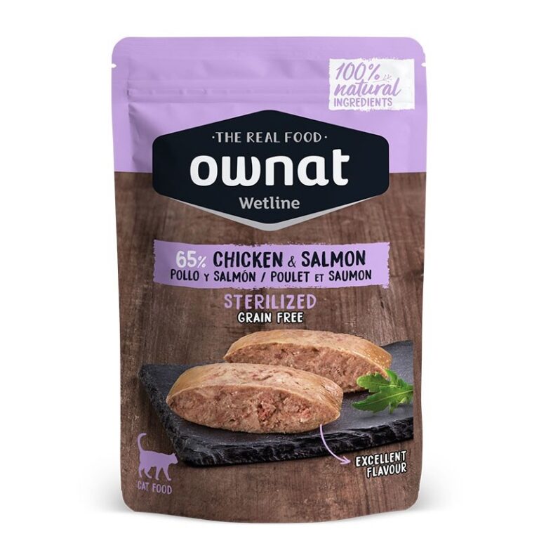 Ownat Wetline Grain Free Pollo y Salmón Gato Esterilizado 85gr